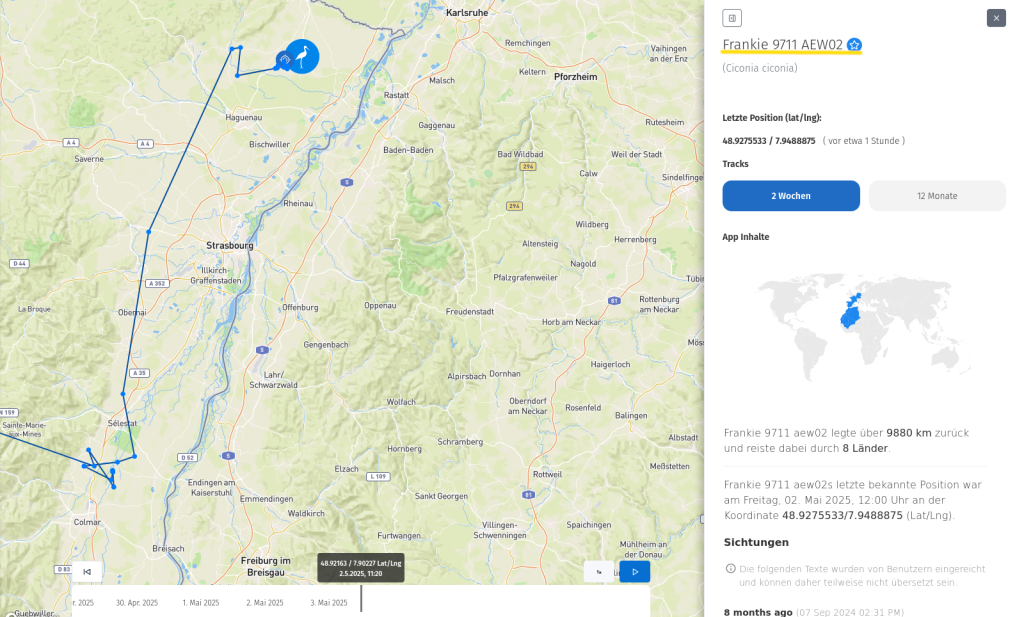 Frankie am 2. Mai 2025. Rund 110 Kilometer nördlich von Kirchzarten!