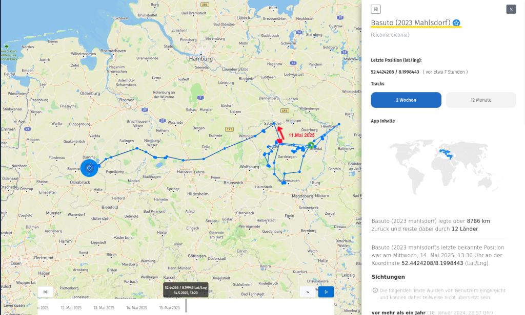 Basuto am 14. Mai 2025. Er zieht wieder deutlich nach Westen.