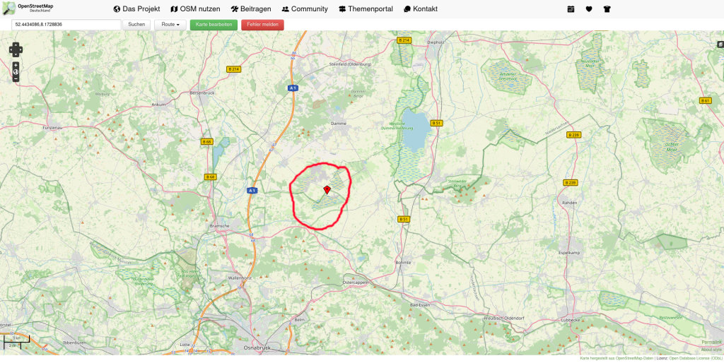 Basuto ist in einem Moorgebiet in Niedersachsen; nordöstlich der Stadt Bramsche.