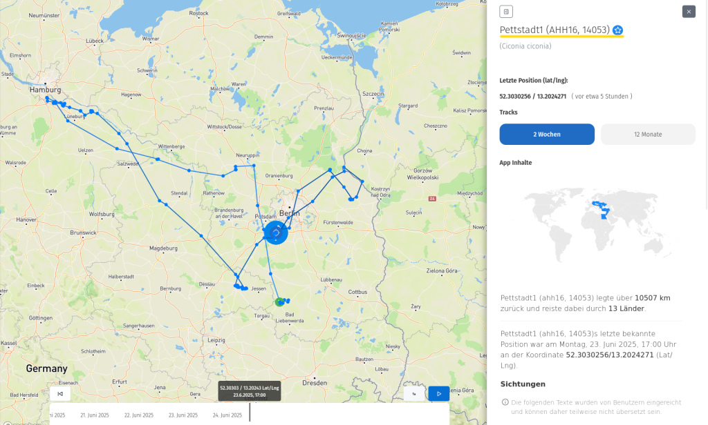Pettstadt1 war kürzlich im Großraum Hamburg, flog dann vor wenigen Tagen sogar über Berlin. Gestern überquerte sie für Momente die Grenze nach Polen...