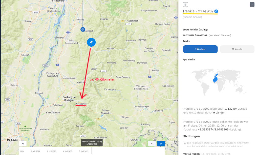 Frankie am 4. Juli 2025; nur rund 40 Kilometer von Kirchzarten entfernt.