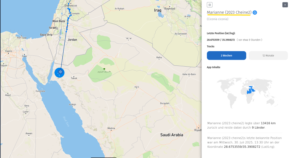 Marianne aus Cheine ist heute, am 30. Juli 2025, bereits in Saudi Arabien angekommen.
