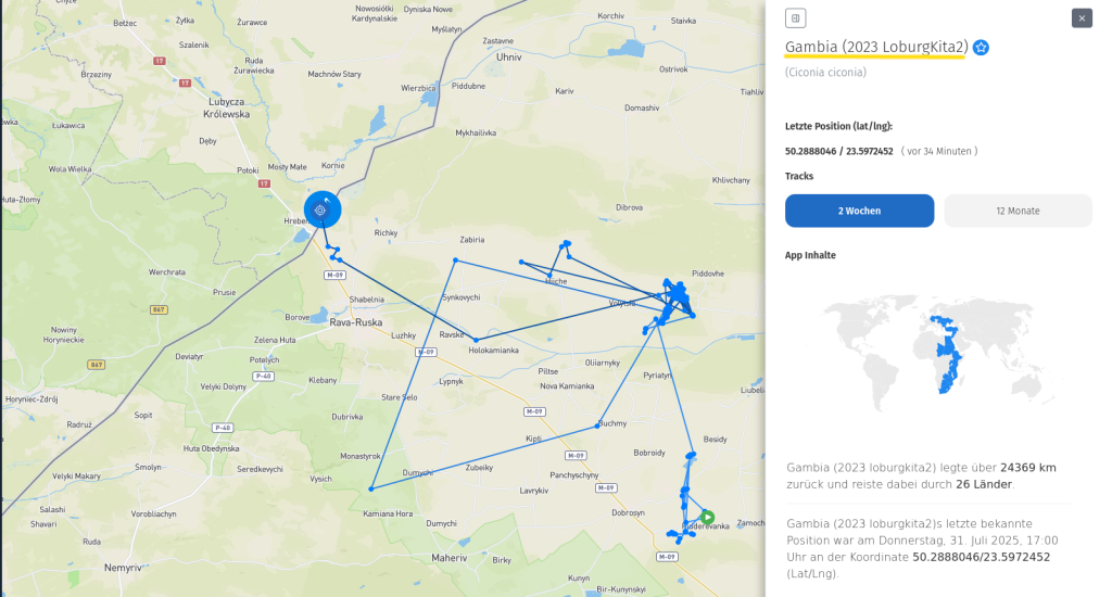 Gambia aus Loburg, am 31. Juli 2025. Sie ist heute in Polen angekommen; knapp hinter der Grenze zur Ukraine.
