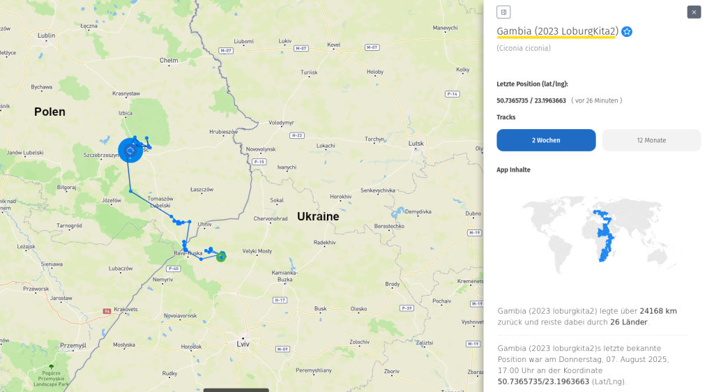 Gambia ist weiterhin in Ost-Polen. (7. August 2025)