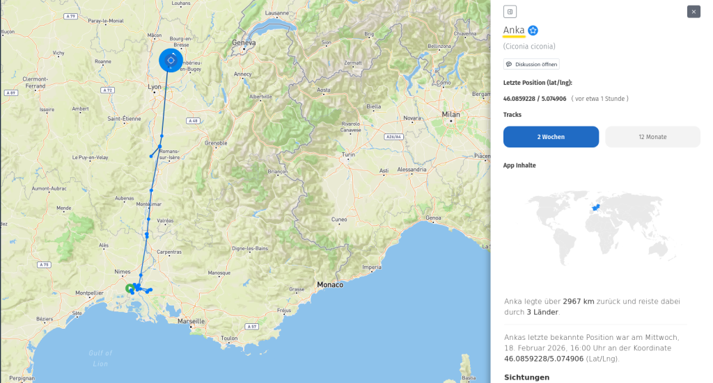 Anka am 18. Februar 2026 auf dem Rückflug.