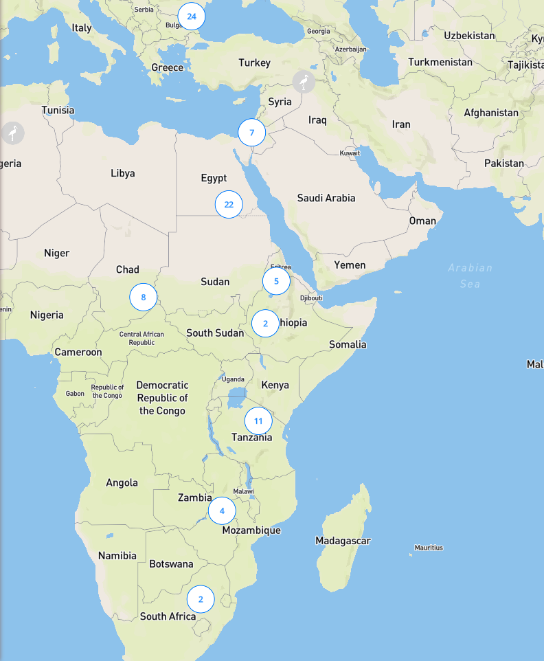 Gesamtzahl aller (AT-)Senderstörche, die auf der Ostroute fliegen, oder geflogen sind. Das sind 87 Vögel.