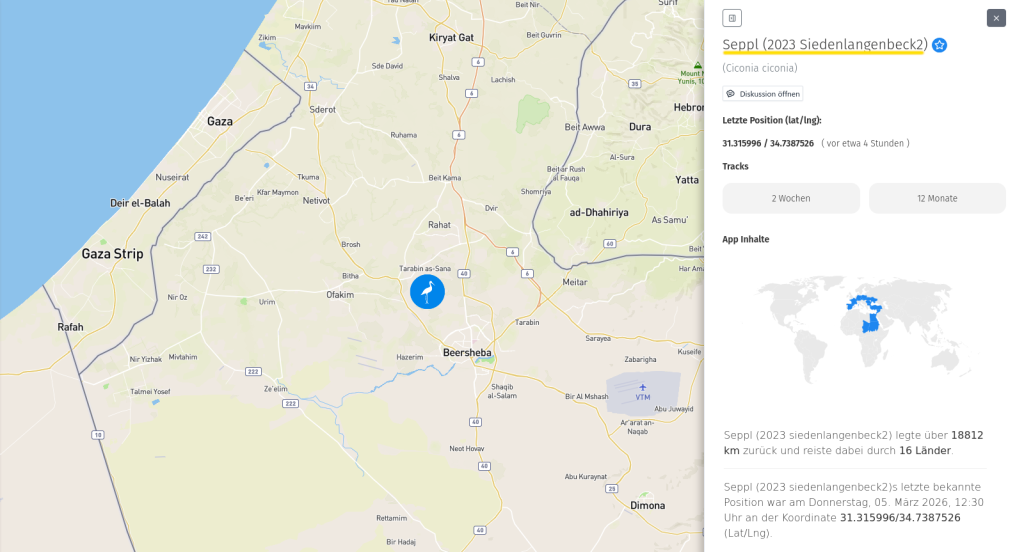 Hier ist die Region, in der sich Seppl seit einigen Tagen aufhält.