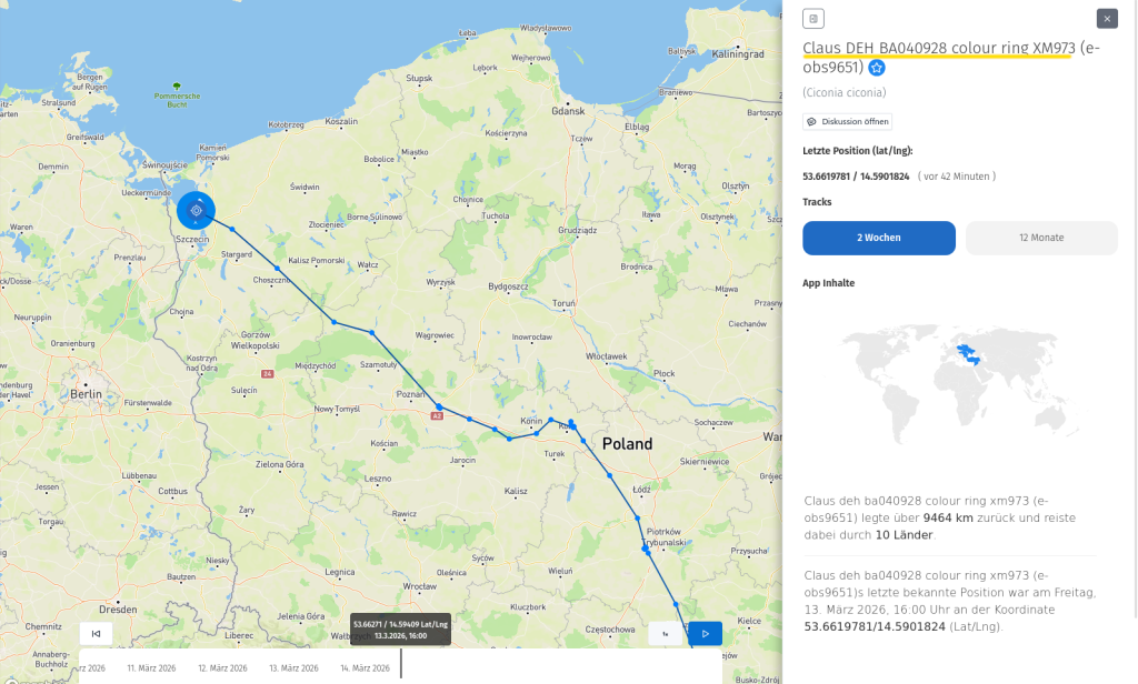 Claus ist am 13. März 2026 bereits im nordwestlichen Polen angekommen.