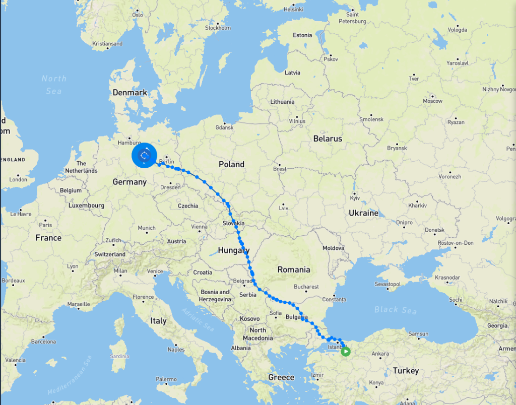 Hier ist die Flugstrecke der vergangenen 14 Tage zu sehen.