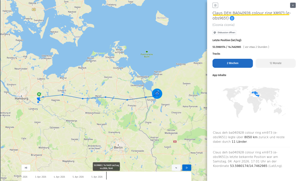 Claus ist gestern von Schleswig-Holstein nach Polen geflogen.