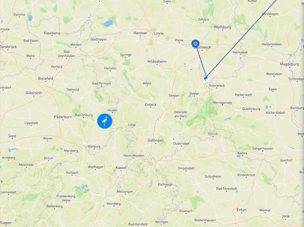 Hier sieht man, dass Maple mittlerweile ziemlich weit im Westen ist - in NRW.